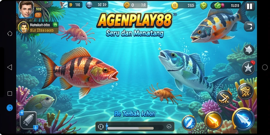 Screenshot AGENPLAY88 menampilkan gameplay seru saat menangkap ikan.