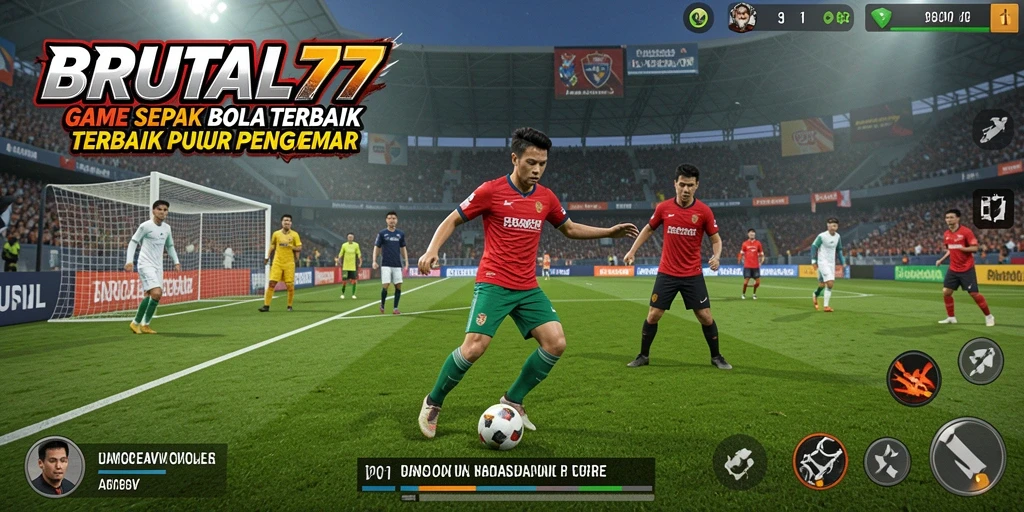 Tampilan gameplay menarik dari BRUTAL77 dengan aksi sepak bola dinamis.