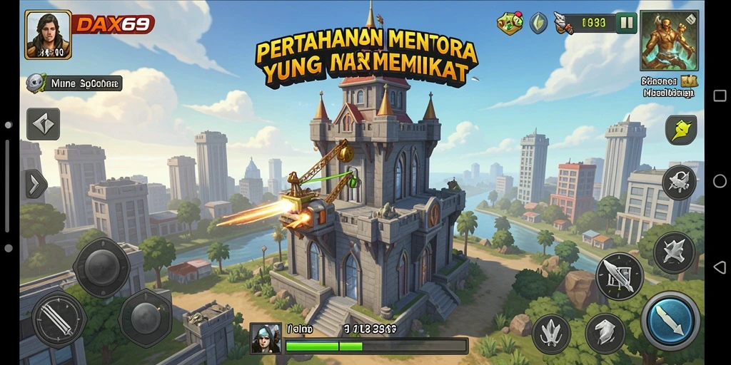 Tampilan permainan Tower Defense yang seru dan menantang di DAX69.