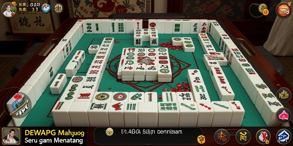 Tampilan gameplay DEWAPG yang menarik dengan ubin Mahjong.