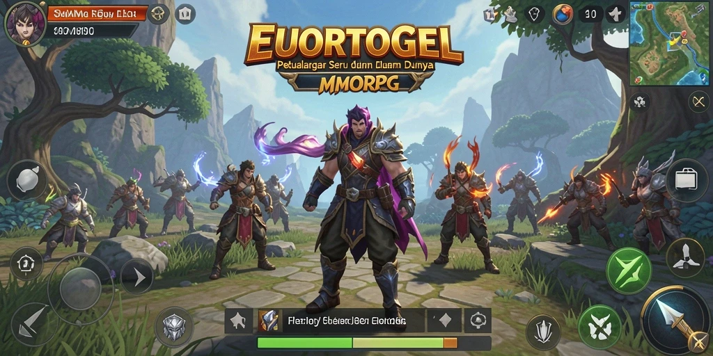 Screenshot gameplay EUROTOGEL menampilkan aksi epik dalam pertarungan karakter.