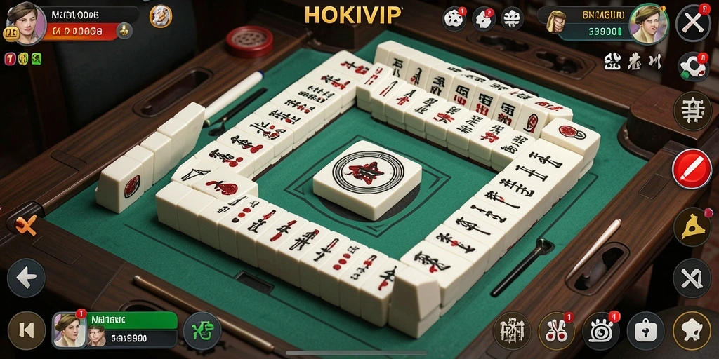Screenshot gameplay HOKIVIP menampilkan suasana seru permainan Mahjong.