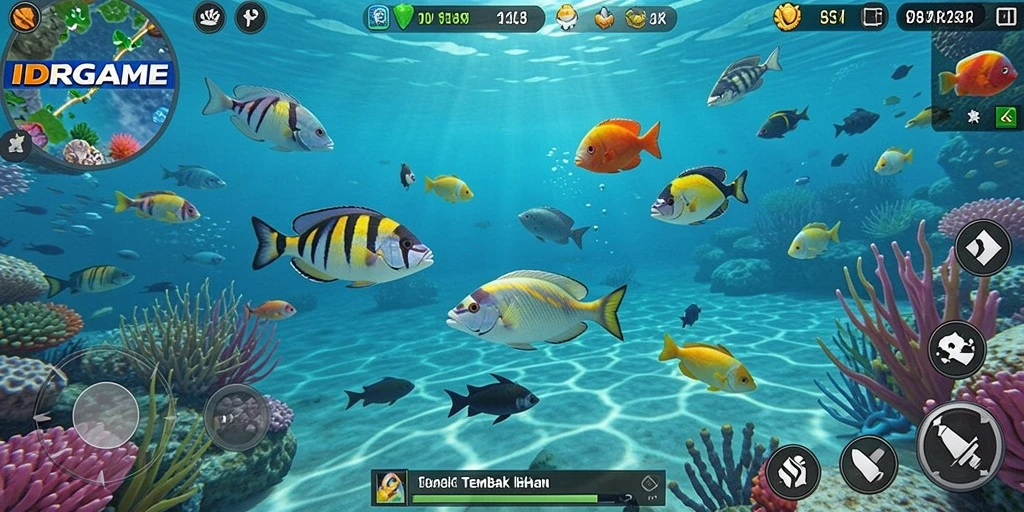 Tampilan menarik dari gameplay Tembak Ikan IDRGAME.