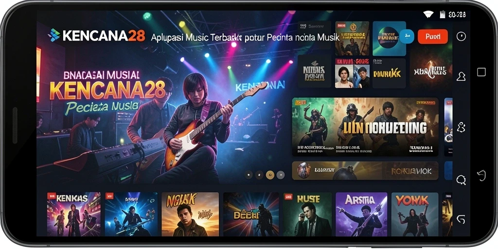 Tampilan antarmuka KENCANA28 dengan pilihan lagu yang beragam.