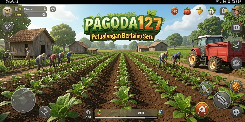 Screenshot gameplay PAGODA127 yang menunjukkan aktivitas bertani yang mengasyikkan.