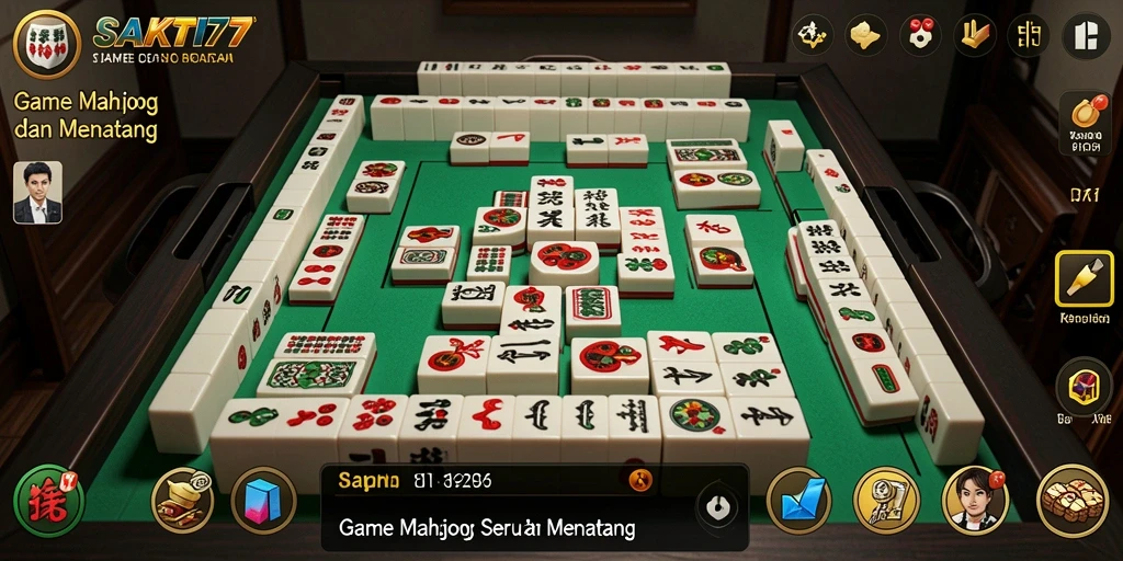 Tampilan gameplay seru SAKTI77 dengan pesan Mahjong yang menantang.