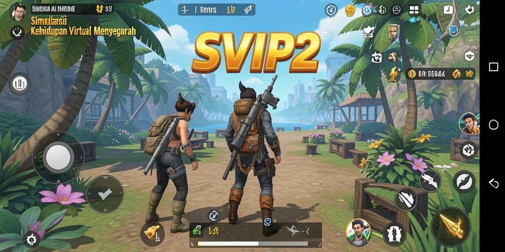 Menampilkan gameplay SVIP2 dengan interaksi karakter yang dinamis.