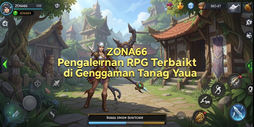 Screenshot permainan ZONA66 menampilkan pertarungan RPG yang epik.